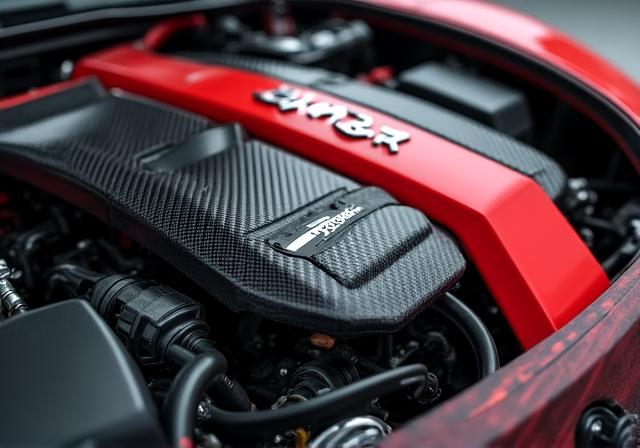 High performance sports car engine being tuned