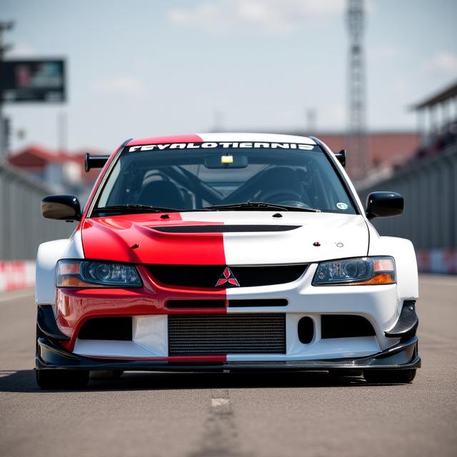 Red customized track car with aerodynamic kit