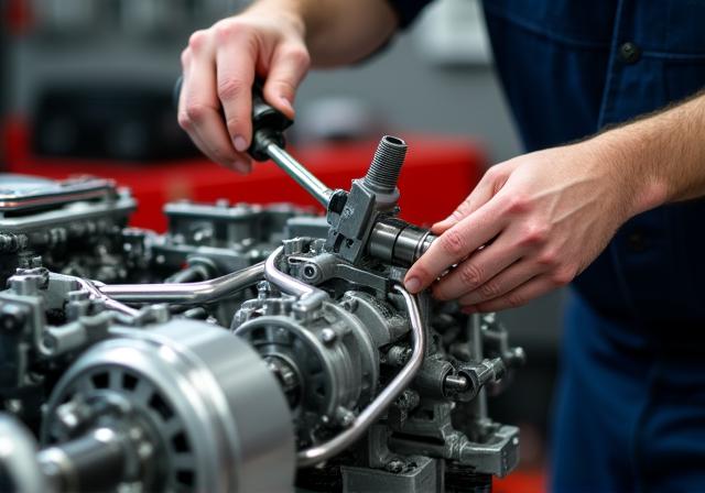 Mechanic working on high performance car engine in Dublin workshop