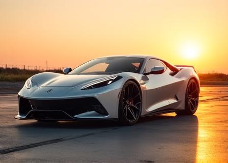 Modified performance car with aggressive stance